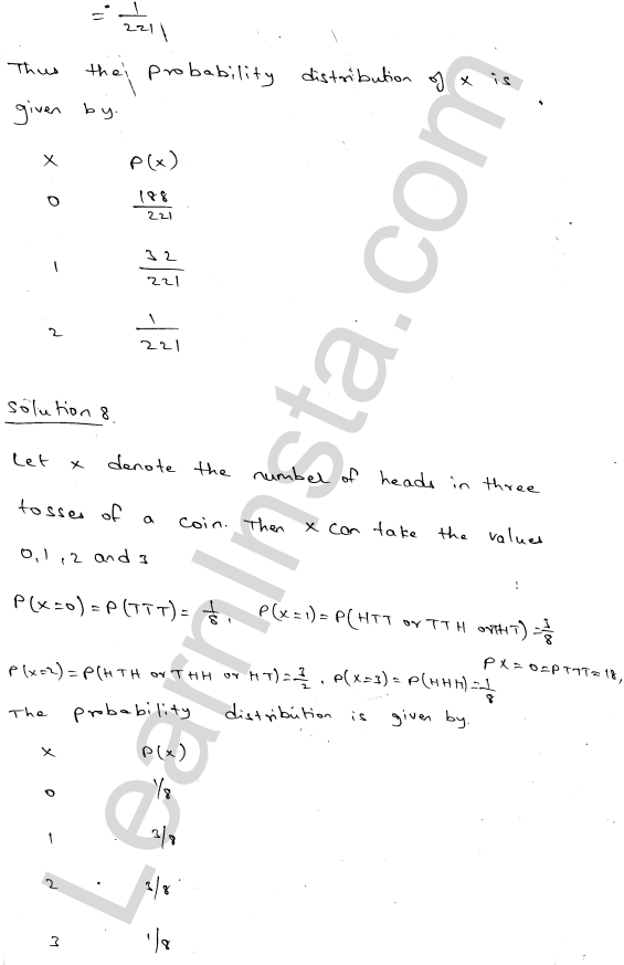 RD Sharma Class 12 Solutions Chapter 32 Mean and variance of a random variable Ex 32.1 1.10