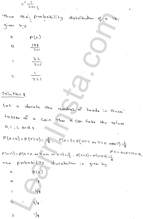 RD Sharma Class 12 Solutions Chapter 32 Mean and variance of a random variable Ex 32.1 1.9