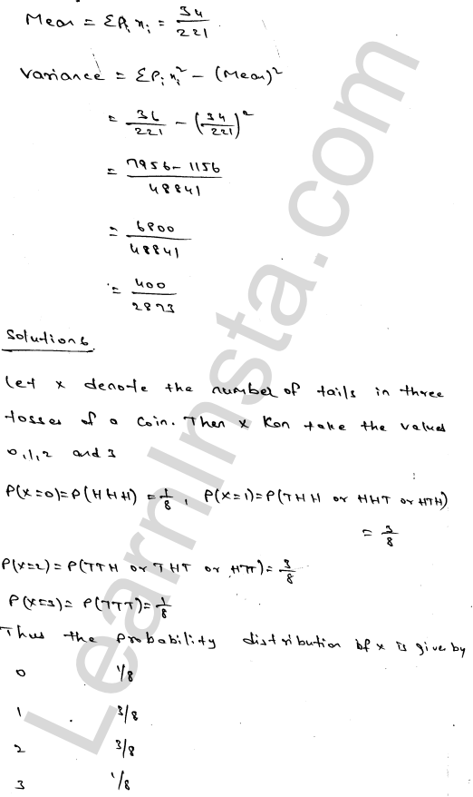 RD Sharma Class 12 Solutions Chapter 32 Mean and variance of a random variable Ex 32.2 1.13