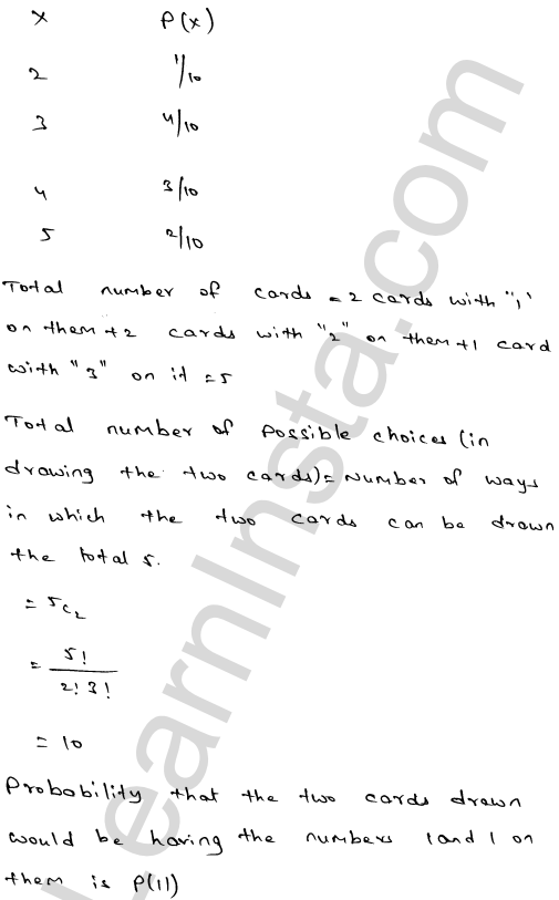 RD Sharma Class 12 Solutions Chapter 32 Mean and variance of a random variable Ex 32.2 1.23