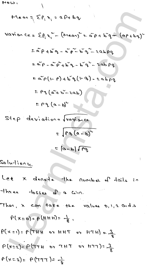 RD Sharma Class 12 Solutions Chapter 32 Mean and variance of a random variable Ex 32.2 1.9