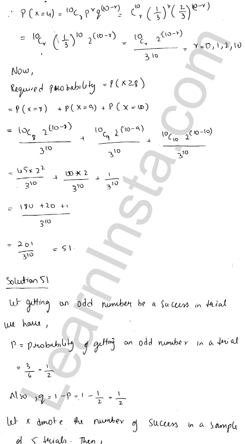 RD Sharma Class 12 Solutions Chapter 33 Binomial Distribution Ex 33.1 1.37