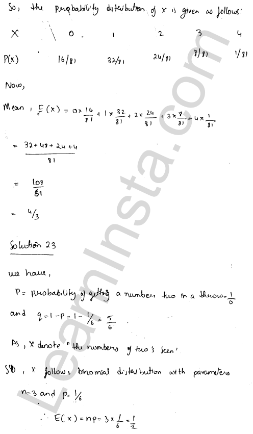 RD Sharma Class 12 Solutions Chapter 33 Binomial Distribution Ex 33.2 1.16