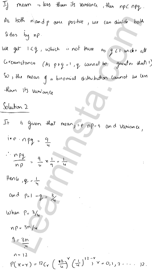 RD Sharma Class 12 Solutions Chapter 33 Binomial Distribution Ex 33.2 1.2