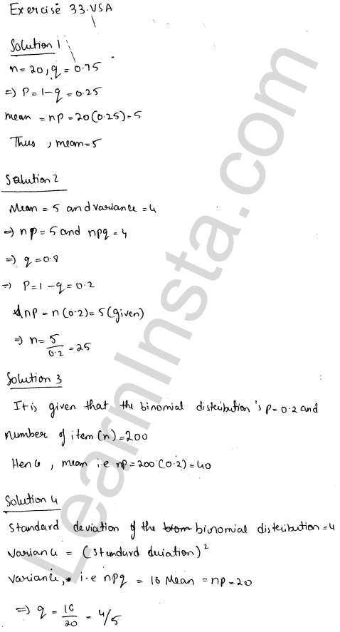 RD Sharma Class 12 Solutions Chapter 33 Binomial Distribution VSAQ 1.1