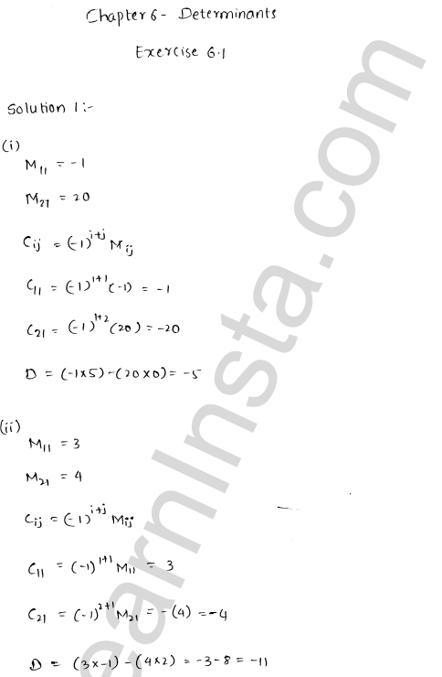 RD Sharma Class 12 Solutions Chapter 6 Determinants Ex 6.1 1.1