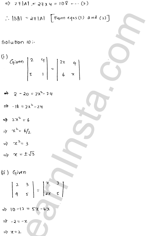 RD Sharma Class 12 Solutions Chapter 6 Determinants Ex 6.1 1.10