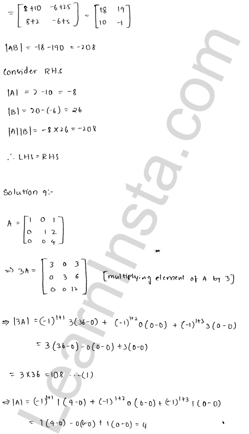 RD Sharma Class 12 Solutions Chapter 6 Determinants Ex 6.1 1.9