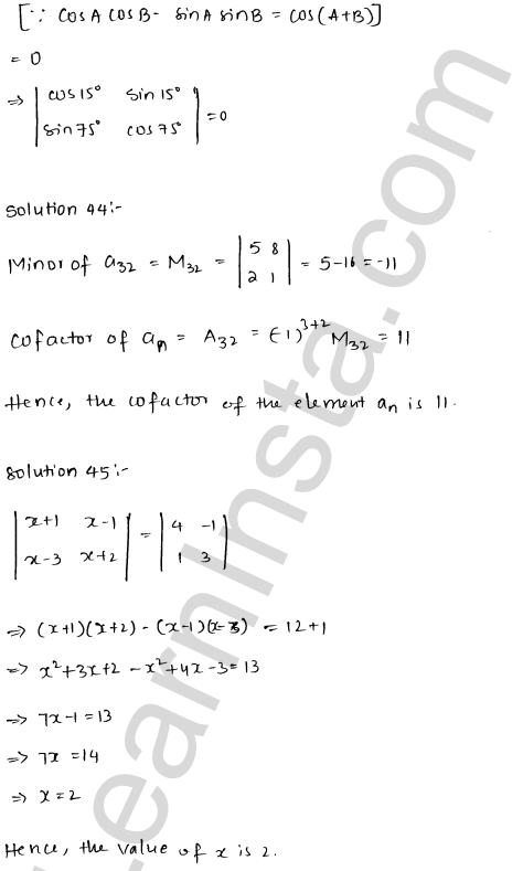 RD Sharma Class 12 Solutions Chapter 6 Determinants VSAQ 1.19