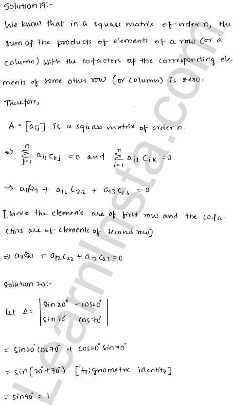 RD Sharma Class 12 Solutions Chapter 6 Determinants VSAQ 1.9