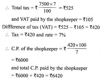ML Aggarwal Class 10 Solutions for ICSE Maths Chapter 1 Value Added Tax Chapter Test Q3.1