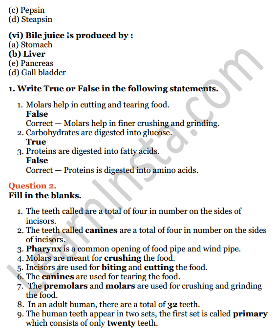 Selina Concise Biology Class 6 ICSE Solutions Chapter 4 Digestive System 2