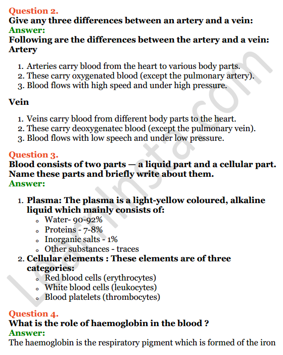 Selina Concise Biology Class 6 ICSE Solutions Chapter 6 The Circulatory System 4