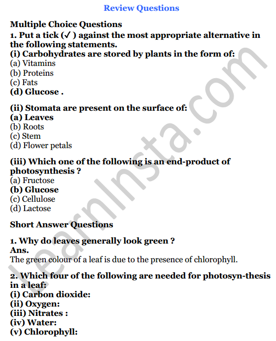 Selina Concise Biology Class 7 ICSE Solutions Chapter 4 Photosynthesis and Respiration 1