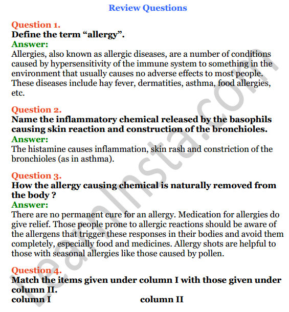 Selina Concise Biology Class 7 ICSE Solutions Chapter 7 Allergy 1