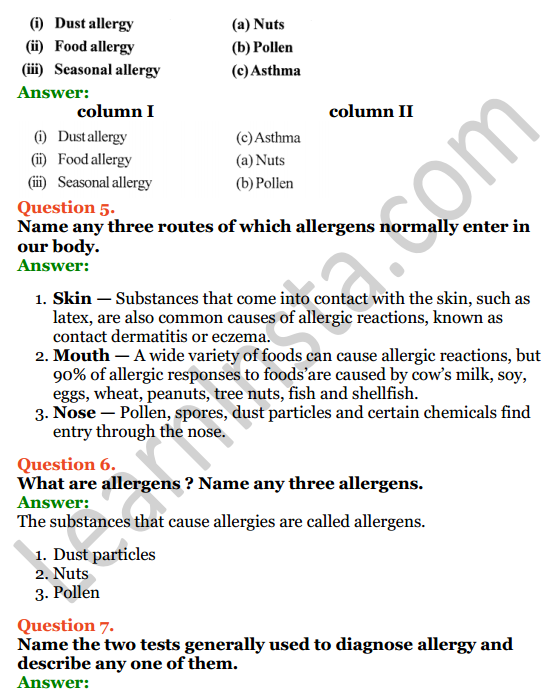 Selina Concise Biology Class 7 ICSE Solutions Chapter 7 Allergy 2