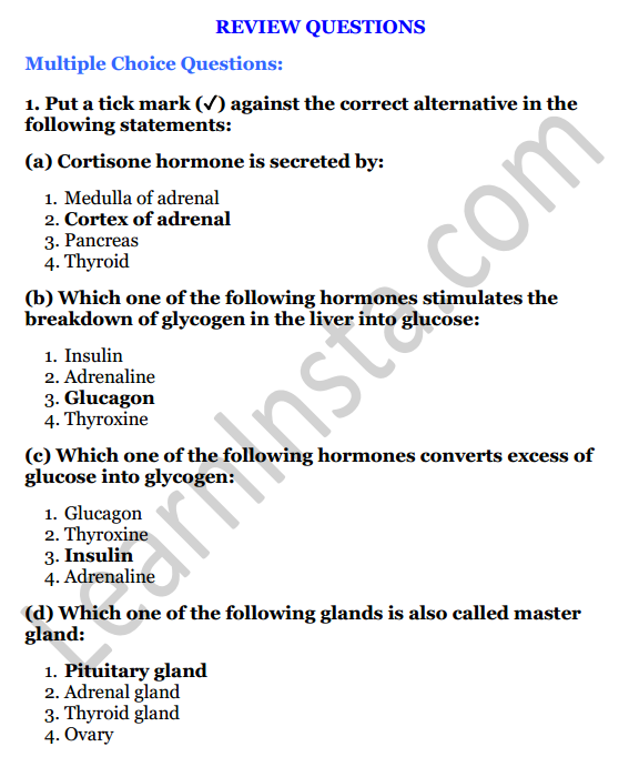 Selina Concise Biology Class 8 ICSE Solutions Chapter 5 Endocrine System and Adolescence 1
