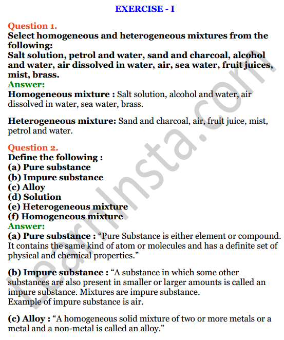 Selina Concise Chemistry Class 6 ICSE Solutions Chapter 5 Pure Substances and Mixtures; Separation of Mixtures 1