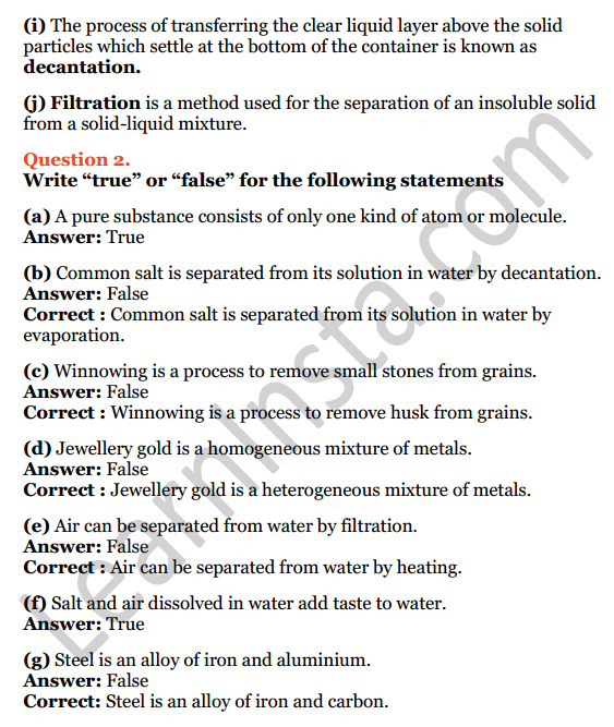 Selina Concise Chemistry Class 6 ICSE Solutions Chapter 5 Pure Substances and Mixtures; Separation of Mixtures 10