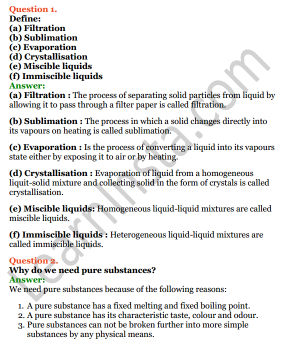 Selina Concise Chemistry Class 6 ICSE Solutions Chapter 5 Pure Substances and Mixtures; Separation of Mixtures 6