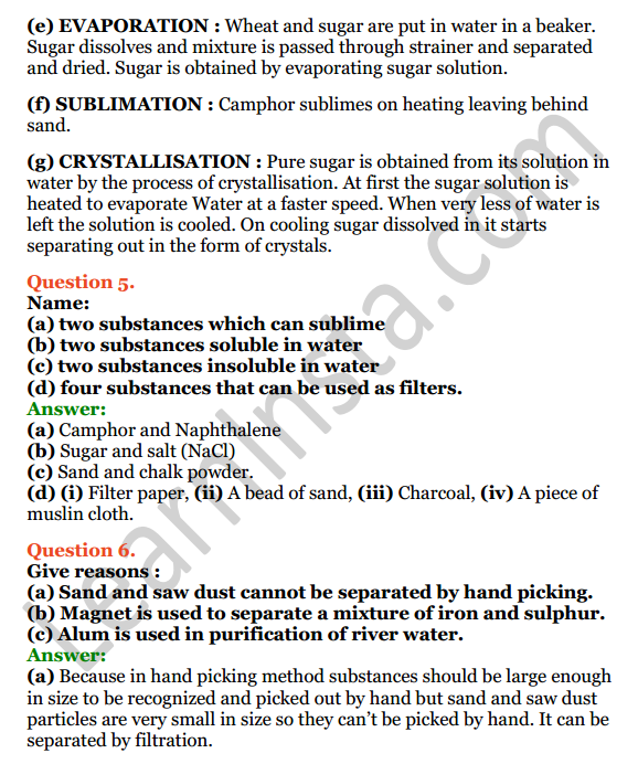 Selina Concise Chemistry Class 6 ICSE Solutions Chapter 5 Pure Substances and Mixtures; Separation of Mixtures 8
