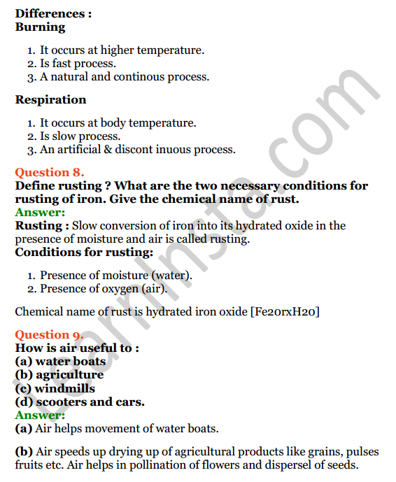 Selina Concise Chemistry Class 6 ICSE Solutions Chapter 6 Air and Atmosphere 8