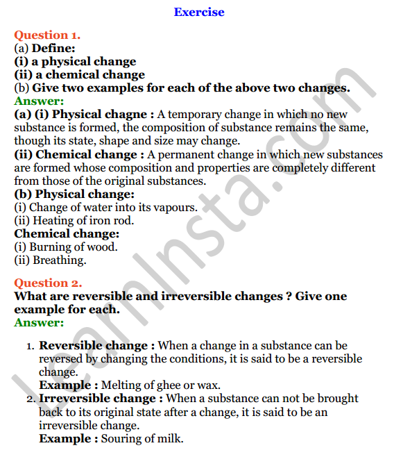 Selina Concise Chemistry Class 7 ICSE Solutions Chapter 2 Physical and Chemical Changes 1