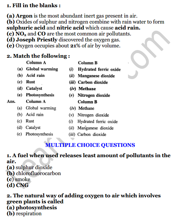 Selina Concise Chemistry Class 7 ICSE Solutions Chapter 7 Air and