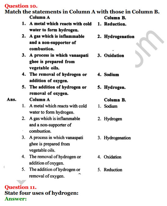 Selina Concise Chemistry Class 8 ICSE Solutions Chapter 7 Hydrogen 8