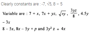 Selina Concise Mathematics Class 8 ICSE Solutions Chapter 11 Algebraic Expressions (Including Operations on Algebraic Expressions) Ex 11A 1