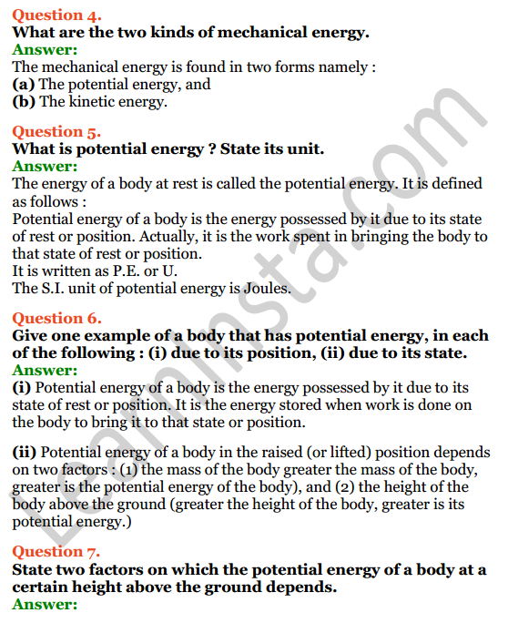 Selina concise physics class 7 icse solutions chapter 3 energy