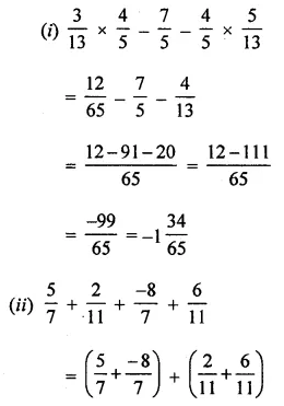 ML Aggarwal Class 8 Solutions for ICSE Maths Chapter 1 Rational Numbers Check Your Progress 10