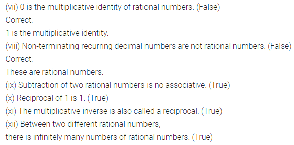 ML Aggarwal Class 8 Solutions for ICSE Maths Chapter 1 Rational Numbers Objective Type Questions 3