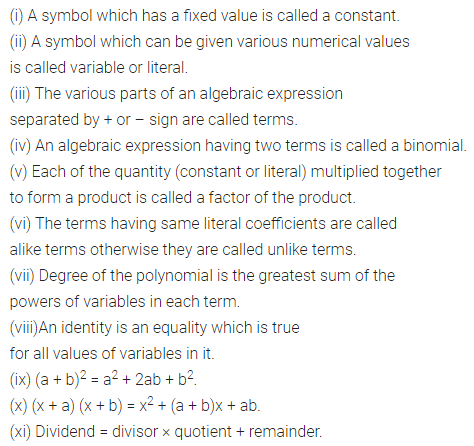 ML Aggarwal Class 8 Solutions for ICSE Maths Chapter 10 Algebraic Expressions and Identities Objective Type Questions 1