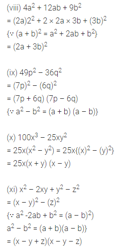 ML Aggarwal Class 8 Solutions for ICSE Maths Chapter 11 Factorisation Check Your Progress 4