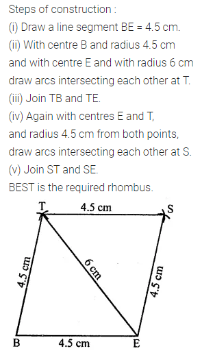 ML Aggarwal Class 8 Solutions for ICSE Maths Chapter 14 Constructions of Quadrilaterals Check Your Progress 10