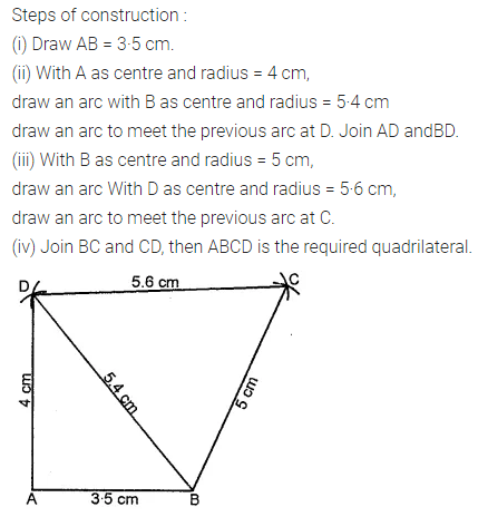 ML Aggarwal Class 8 Solutions for ICSE Maths Chapter 14 Constructions of Quadrilaterals Ex 14.1 2