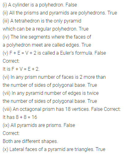 ML Aggarwal Class 8 Solutions for ICSE Maths Chapter 17 Visualising Solid Shapes Objective Type Questions 2