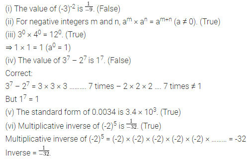 ML Aggarwal Class 8 Solutions for ICSE Maths Chapter 2 Exponents and Powers Objective Type Questions 3