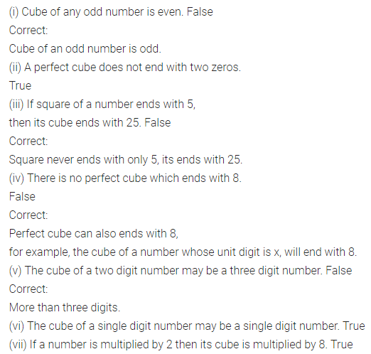 ML Aggarwal Class 8 Solutions for ICSE Maths Chapter 4 Cubes and Cube Roots Objective Type Questions 2