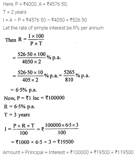 ML Aggarwal Class 8 Solutions for ICSE Maths Chapter 8 Simple and Compound Interest Ex 8.1 9