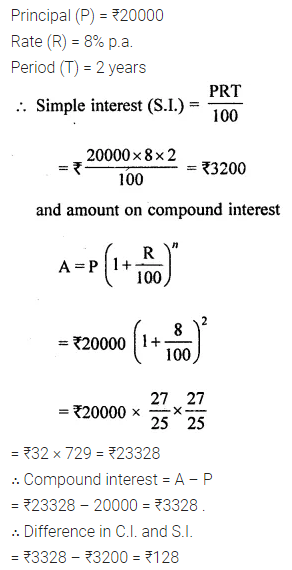 ML Aggarwal Class 8 Solutions for ICSE Maths Chapter 8 Simple and Compound Interest Ex 8.2 8