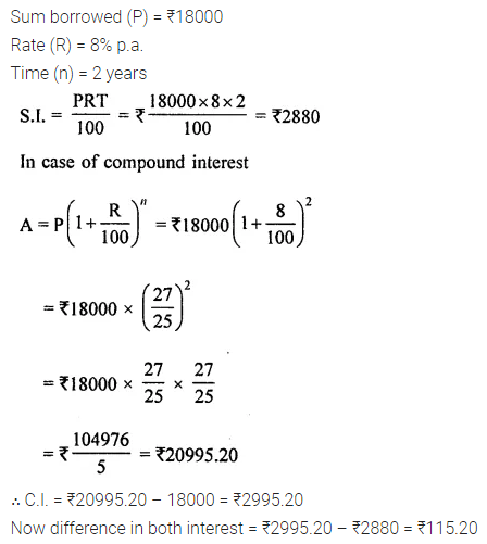 ML Aggarwal Class 8 Solutions for ICSE Maths Chapter 8 Simple and Compound Interest Ex 8.3 6