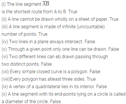 ML Aggarwal Class 6 Solutions for ICSE Maths Chapter 10 Basic Geometrical Concept Objective Type Questions 3