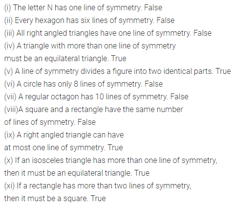 ML Aggarwal Class 6 Solutions for ICSE Maths Chapter 12 Symmetry Objective Type Questions 2