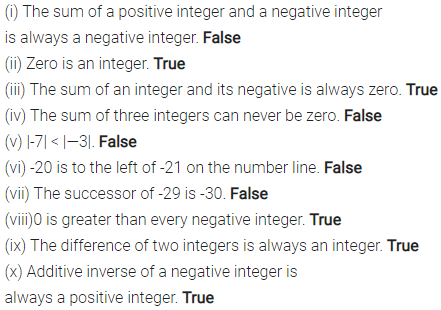 ML Aggarwal Class 6 Solutions for ICSE Maths Chapter 3 Integers Objective Type Questions 2