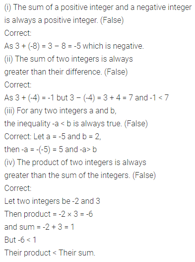 ML Aggarwal Class 7 Solutions for ICSE Maths Chapter 1 Integers Objective Type Questions 6