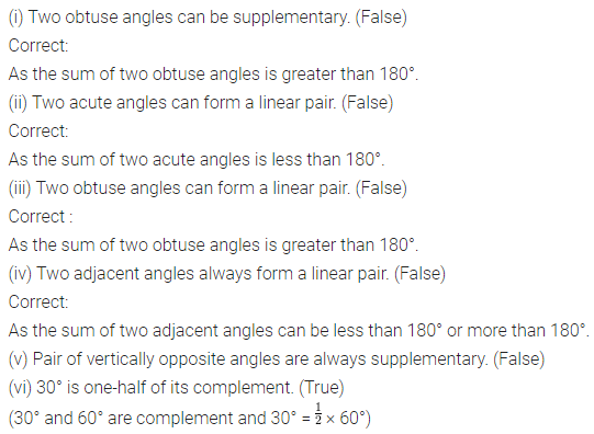 ML Aggarwal Class 7 Solutions for ICSE Maths Chapter 10 Lines and Angles Objective Type Questions 4