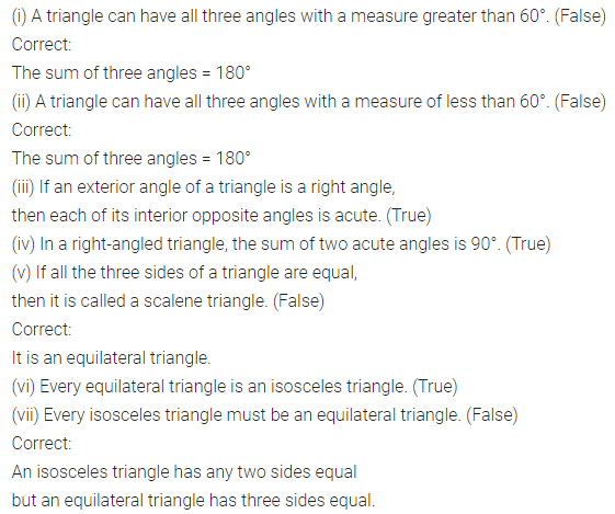 ML Aggarwal Class 7 Solutions for ICSE Maths Chapter 11 Triangles and its Properties Objective Type Questions 2