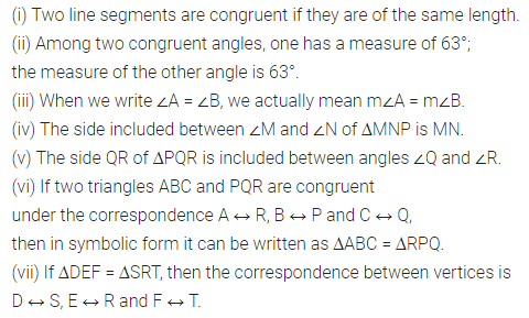 ML Aggarwal Class 7 Solutions for ICSE Maths Chapter 12 Congruence of Triangles Objective Type Questions 1